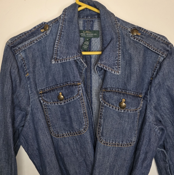 NWT Lauren Ralph Lauren Women's Denim Belted Jacket Size 1X - Picture 2 of 7